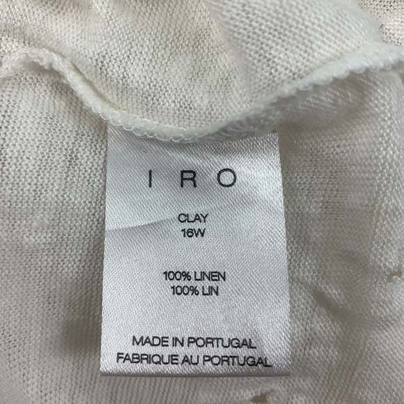 IRO White Distressed Linen Crew-Neck Clay T-shirt - Picture 4 of 5
